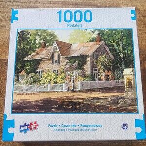 Sure-Lox Nostalgia Cornerstone Rose 1000 Piece Jigsaw Puzzle Multi-Color Cottage